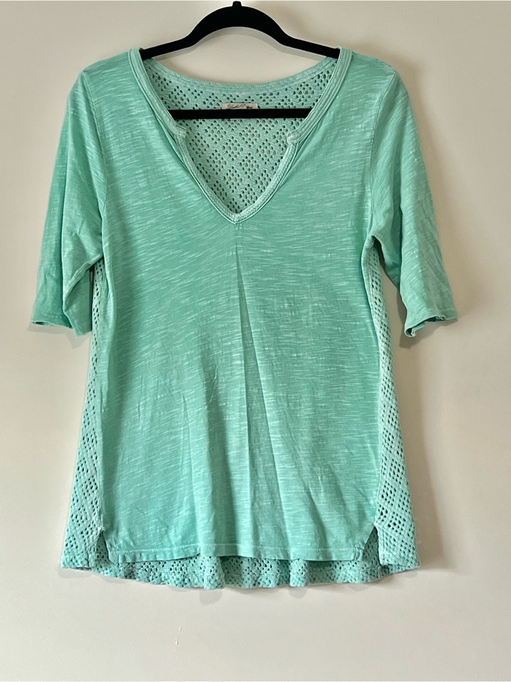 Lucky Brand Mint Green V-Neck Short Sleeve Top